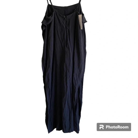NWT URBAN Outfitters Black Linen Blend Jumpsuit Dress with High Slits Size XS - Picture 3 of 16